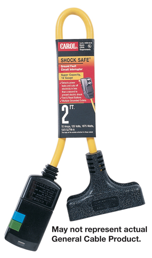 "Carol 04000.63.05 Ground Fault Circuit Interrupter Power Cord 3 Outlets, 2 Feet Long, Yellow,"