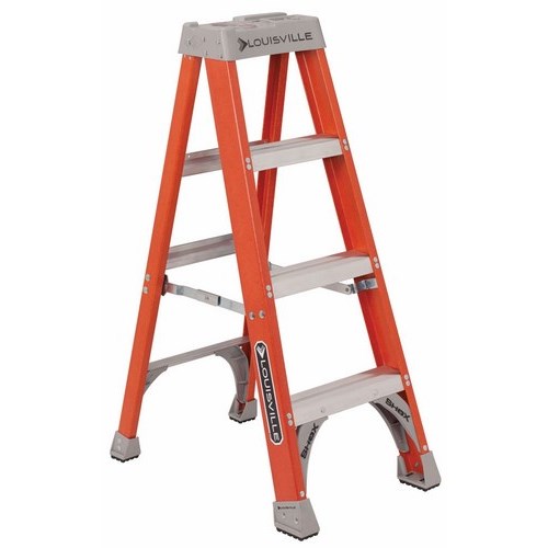 Louisville; Step Ladder; Type IA; Ladder Height: 4 FT; Rung Size: 3 IN; Base Size: 19-9/16 IN Bottom Width; Material: Fiberglass; Load Capacity: 300 LB; Series: FS1500; Actual Cubic Ft: 3.600 CU-FT; A