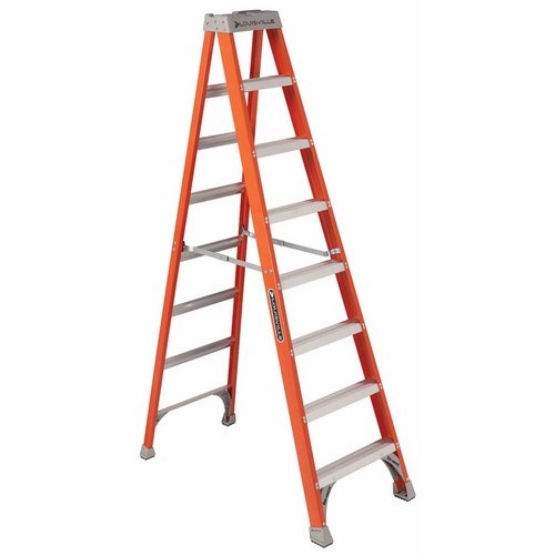Louisville; Step Ladder; Type IA; Ladder Height: 8 FT; Rung Size: 3 IN; Base Size: 25-9/16 IN Bottom Width; Material: Fiberglass; Load Capacity: 300 LB; Series: FS1500; Actual Cubic Ft: 8.700 CU-FT; A