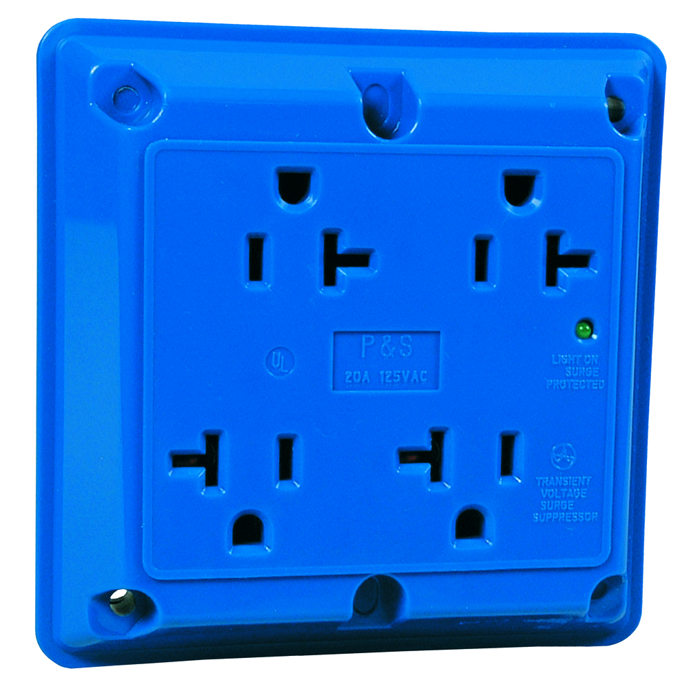 P&S 420BLSP TVSS QUAD RECEPTACLE 20A 125V BLUE Gordon Electric