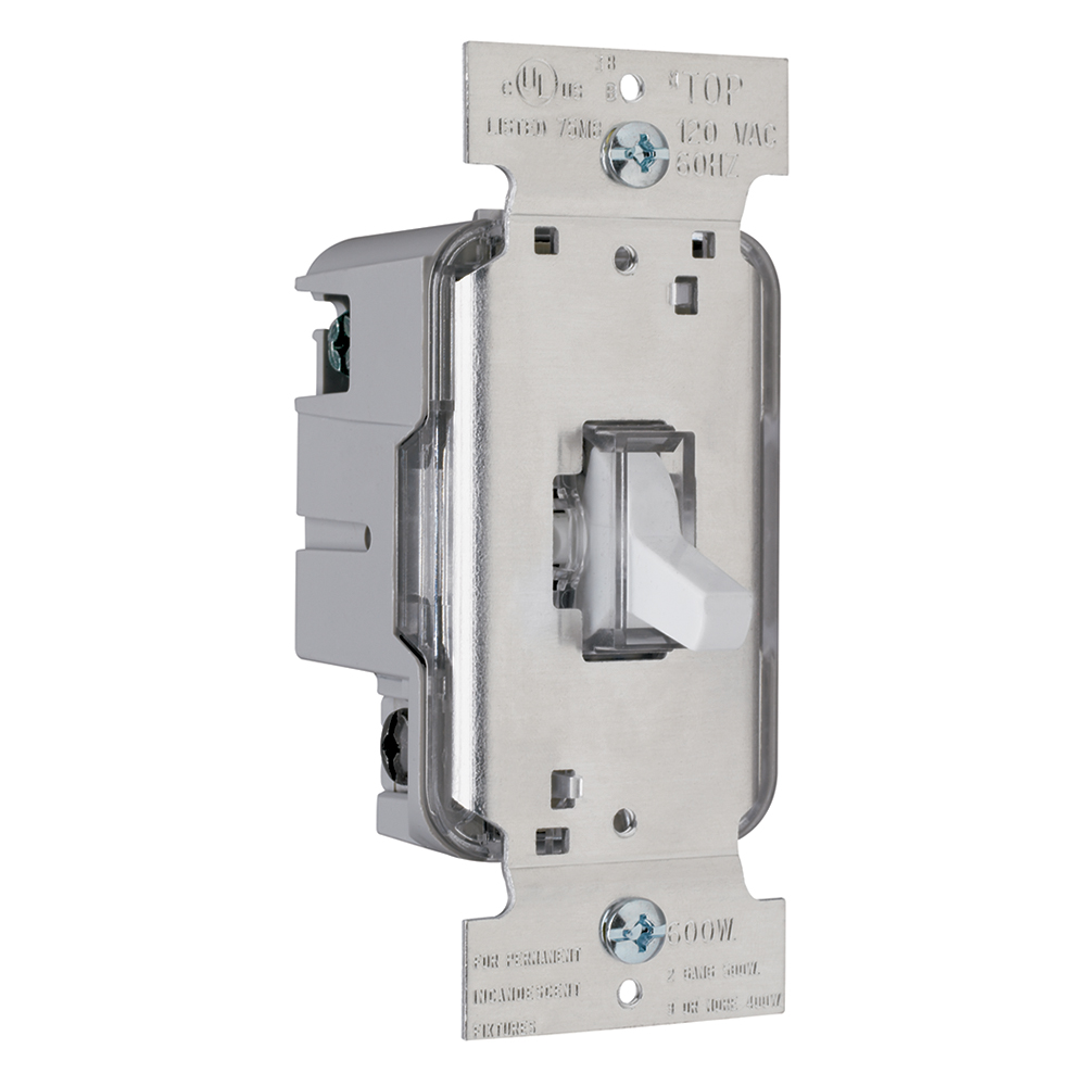 P&S T603-LWV TOGGLE DIMMER 600W 3-WAY LIGHTED WHITE CLAM