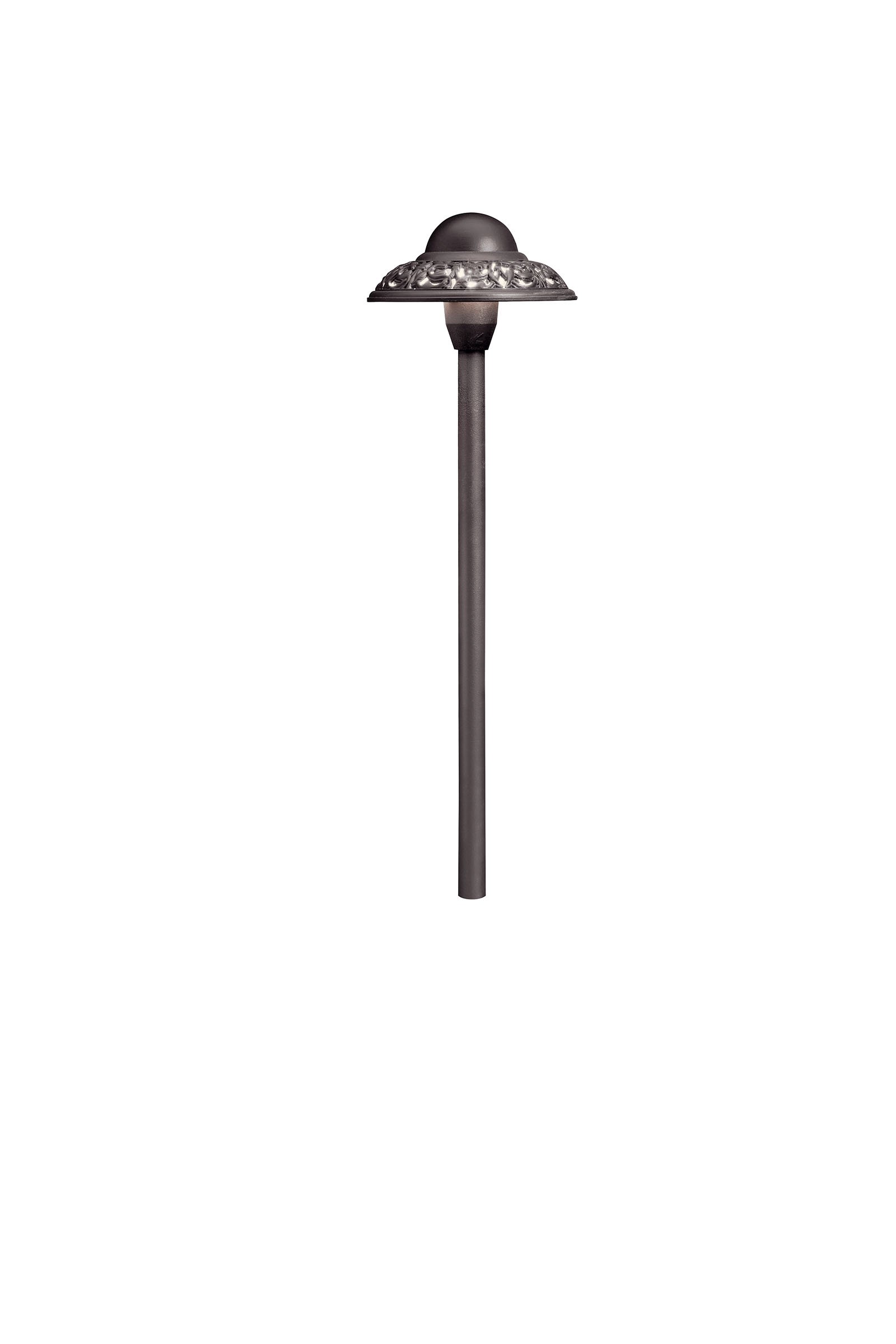 PIERCED DOME - A cast dome sculpted with a floral band and pierced to reveal a trickle of light.