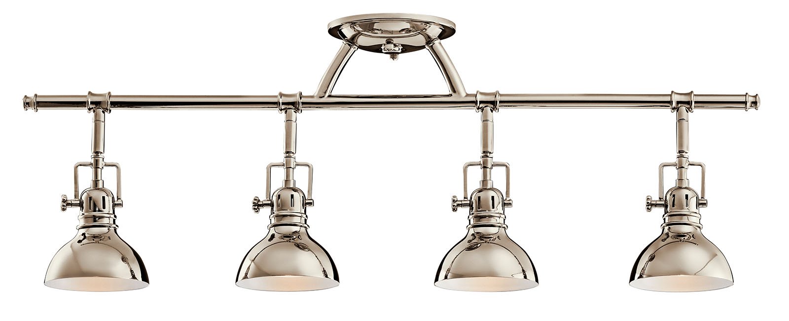 Constructed from steel, this refined 4 light fixed rail fixture features a Polished Nickel finish to subtly enhance any space.