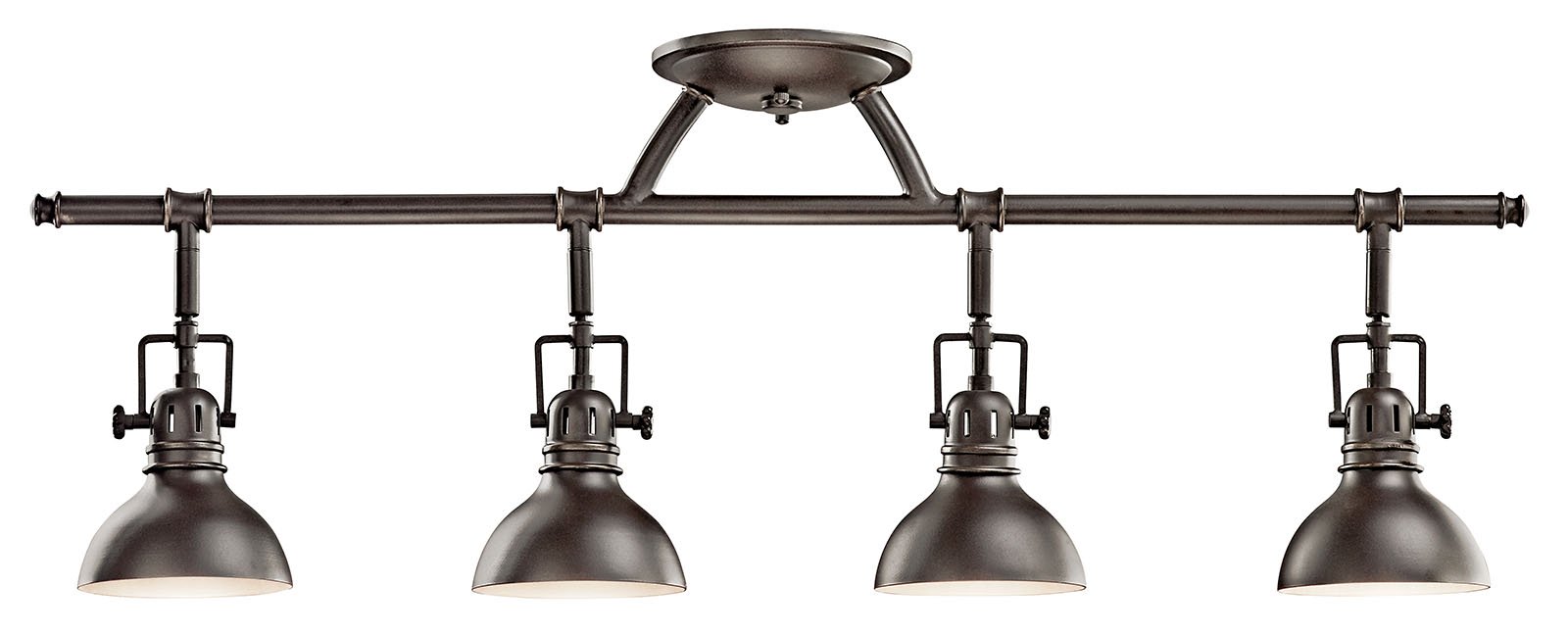 Constructed from steel, this refined 4 light fixed rail fixture features an Olde Bronze finish to subtly enhance any space.
