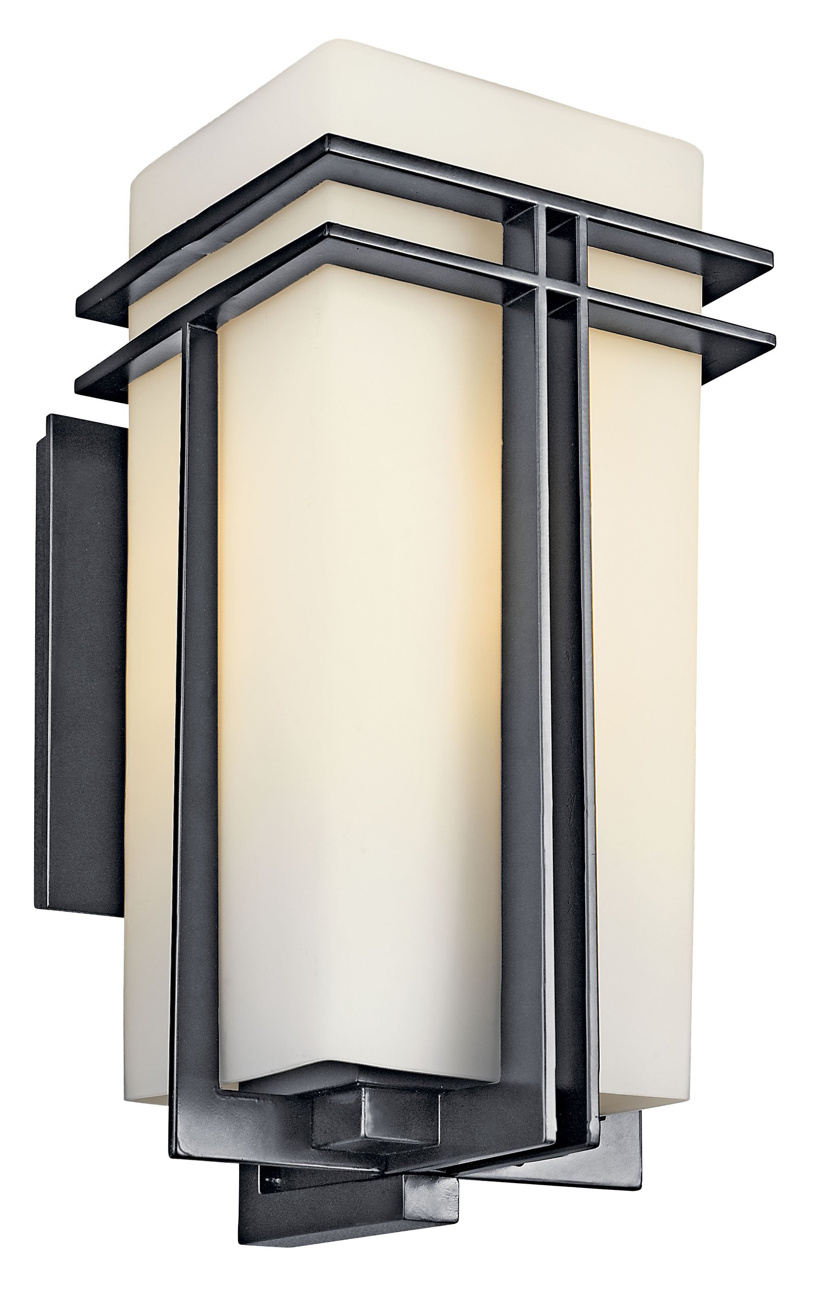 This 1 light wall lantern from the Tremillo(TM) collection offers a smooth, clean profile. Double lines of Black finish form sleek perpendiculars that contrast well with the pleasant ambience of Satin Etched Cased Opal Glass. This design will mark any walkway or porch with sleek sophistication and well-balanced grandeur.