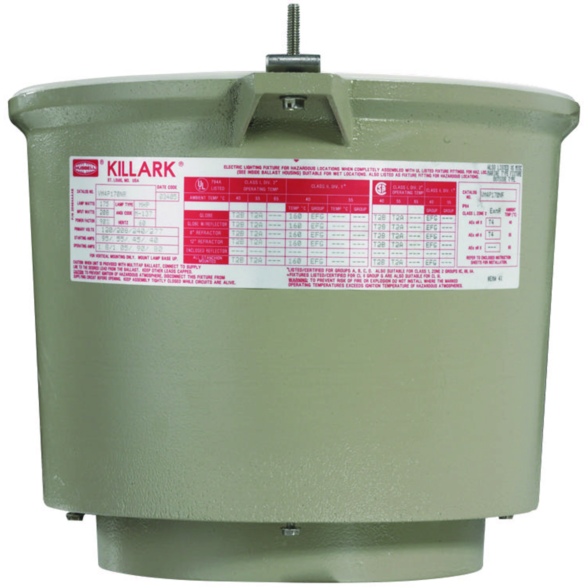 VM5 SERIES - ALUMINUM 250 WATT HIGH WATTAGE PULSE START METAL HALIDELIGHT FIXTURE (LAMP NOT INCLUDED) - OPTIC THREAD SIZE 7-3/4 INCH -QUADRI-VOLT (120/208/240/277V) AT 60HZ