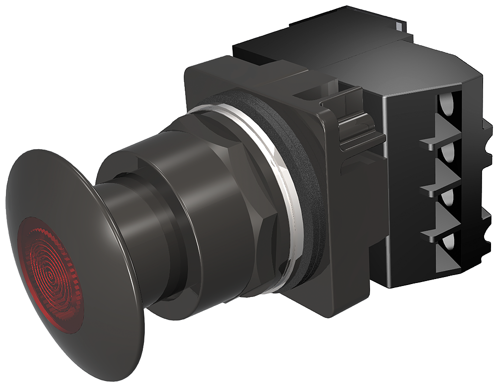 PP2,NEMA4X,MTD,FV 24V,BLK-RED,NO-NC,LED