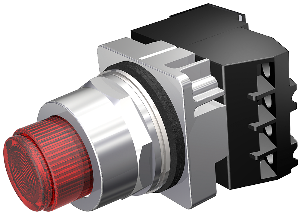 PTT/ILL PB,MOM,FV,120V,RED,1NO-1NC,LED