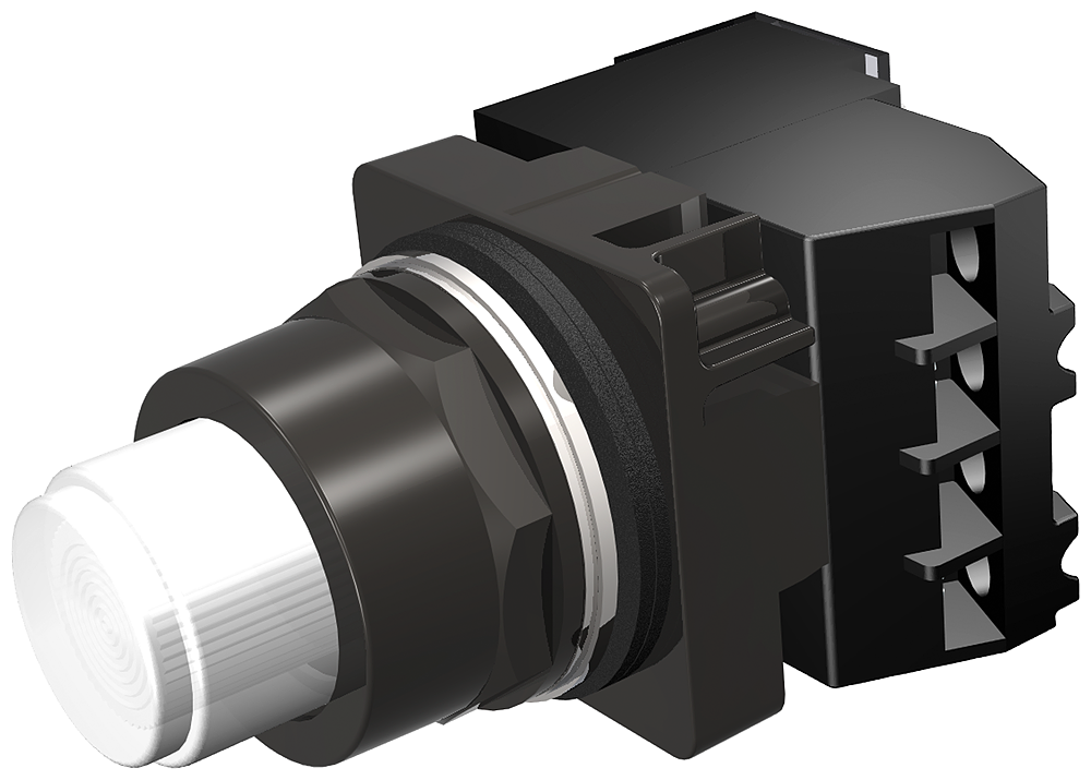 PTT/ILL PB,NEMA4X,FV,24V,WHT,NO-NC,LED