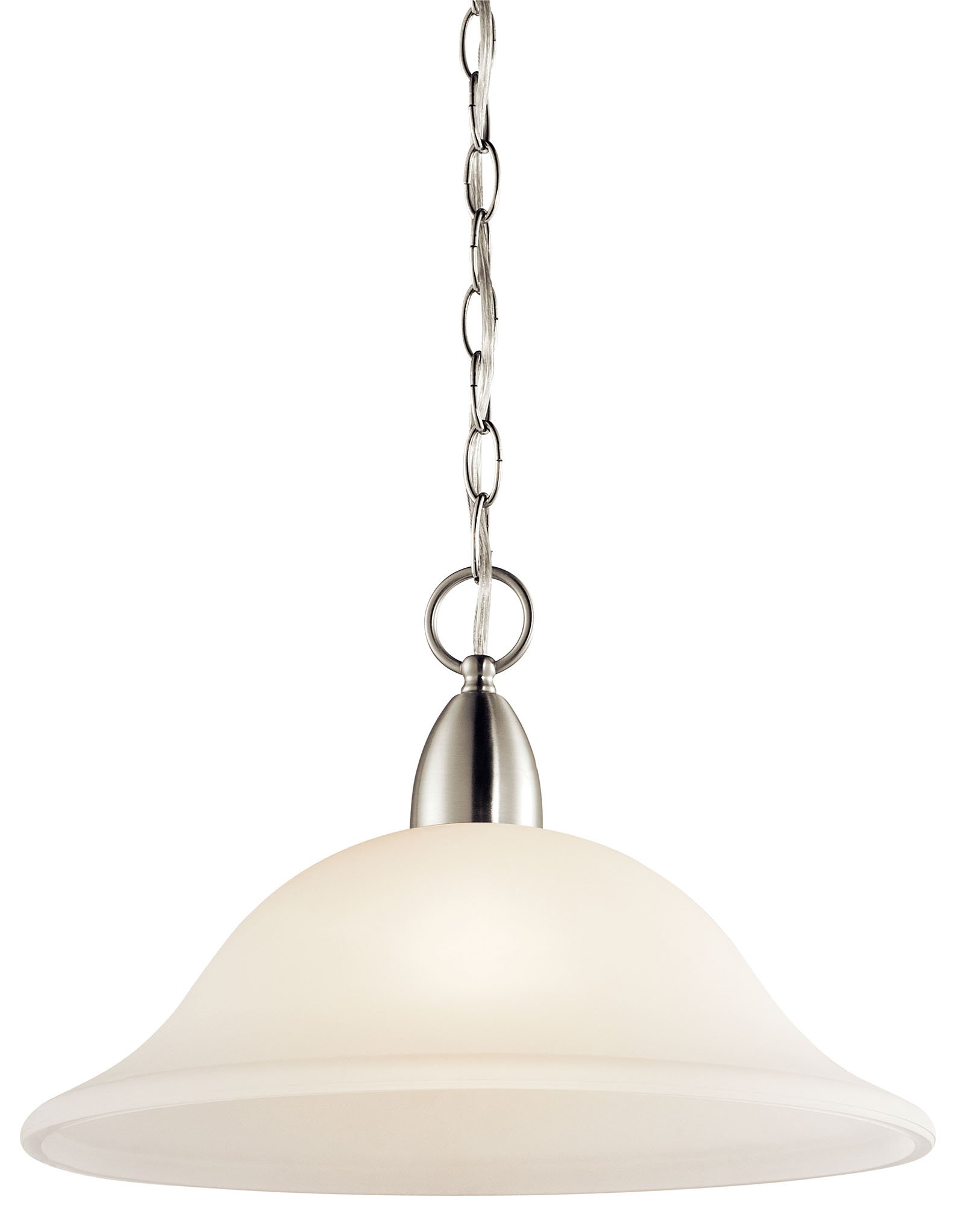 This tasteful 1 light pendant from the Nicholson(TM) collection will make a refined statement in your home. Featuring an elegant, Brushed Nickel finish and Satin Etched Glass detailing, this design will complement a range of spaces.