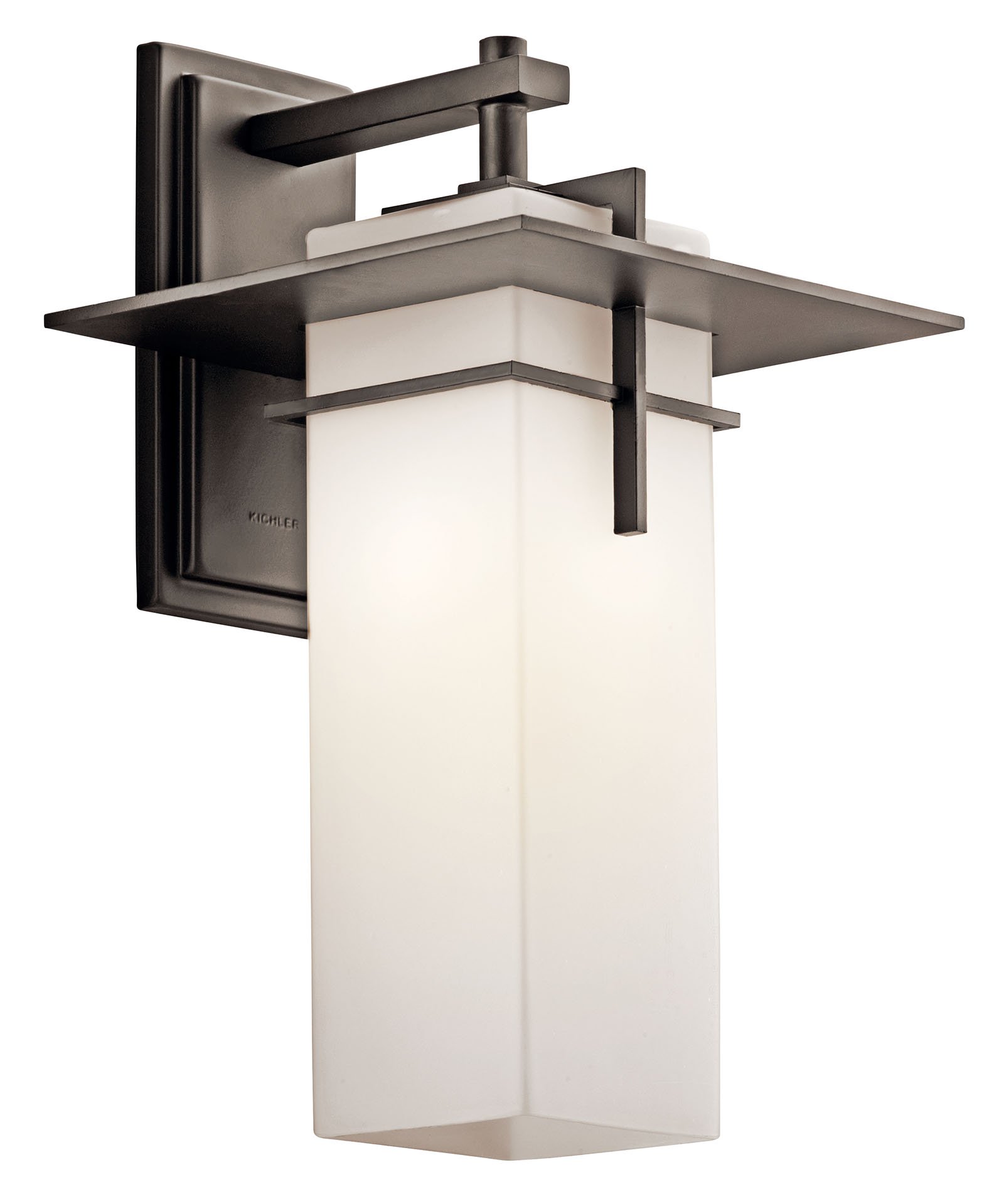 This 1 light wall sconce from the Caterham(TM) collection is both versatile and charming. The Satin Etched Glass shade rests beautifully against the rich Olde Bronze finish.