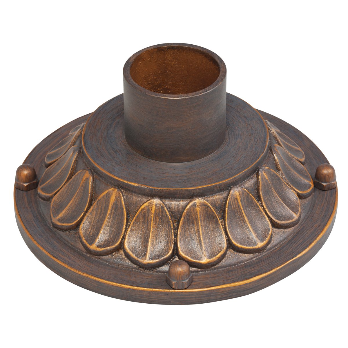 With its heavy textures, dark tones, and fine attention to detail, this outdoor pier mount stands out from other outdoor fixtures. Handmade from sand cast aluminum, its distinctive Londonderry(TM) finish give this piece a unique aged look.