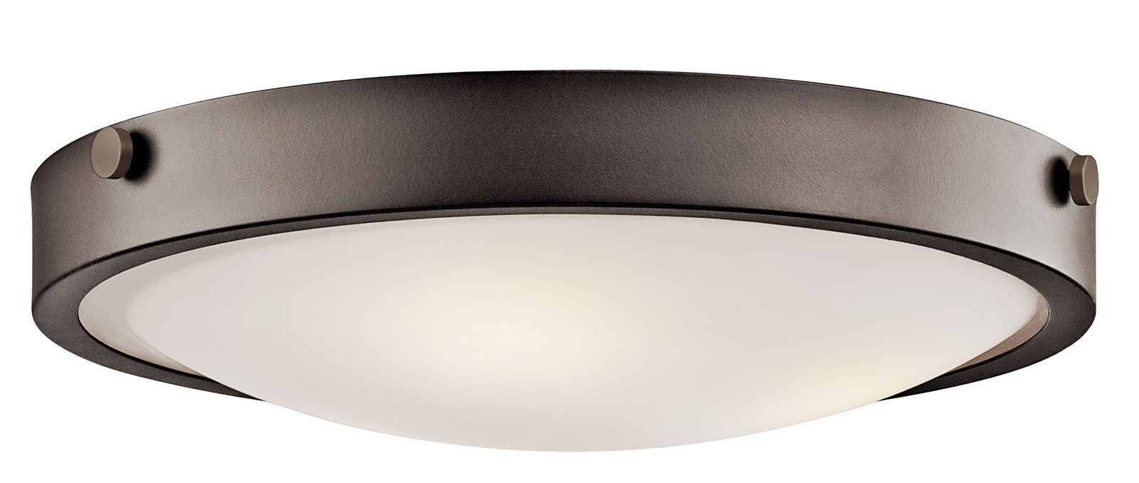 This versatile 3 light flush mounted ceiling fixture features a warm, Olde Bronze finish and Stain Etched White Glass that will effortlessly highlight any space in your home.