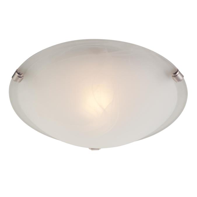 1 Light Flush White and Brushed Nickel Finish with White Alabaster Glass