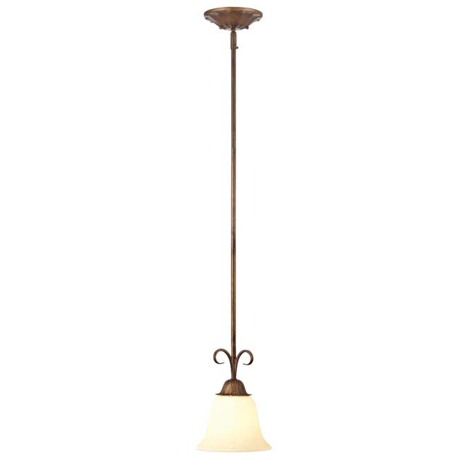 1 Light Mini Pendant Ebony Gold Finish with Burnt Scavo Glass