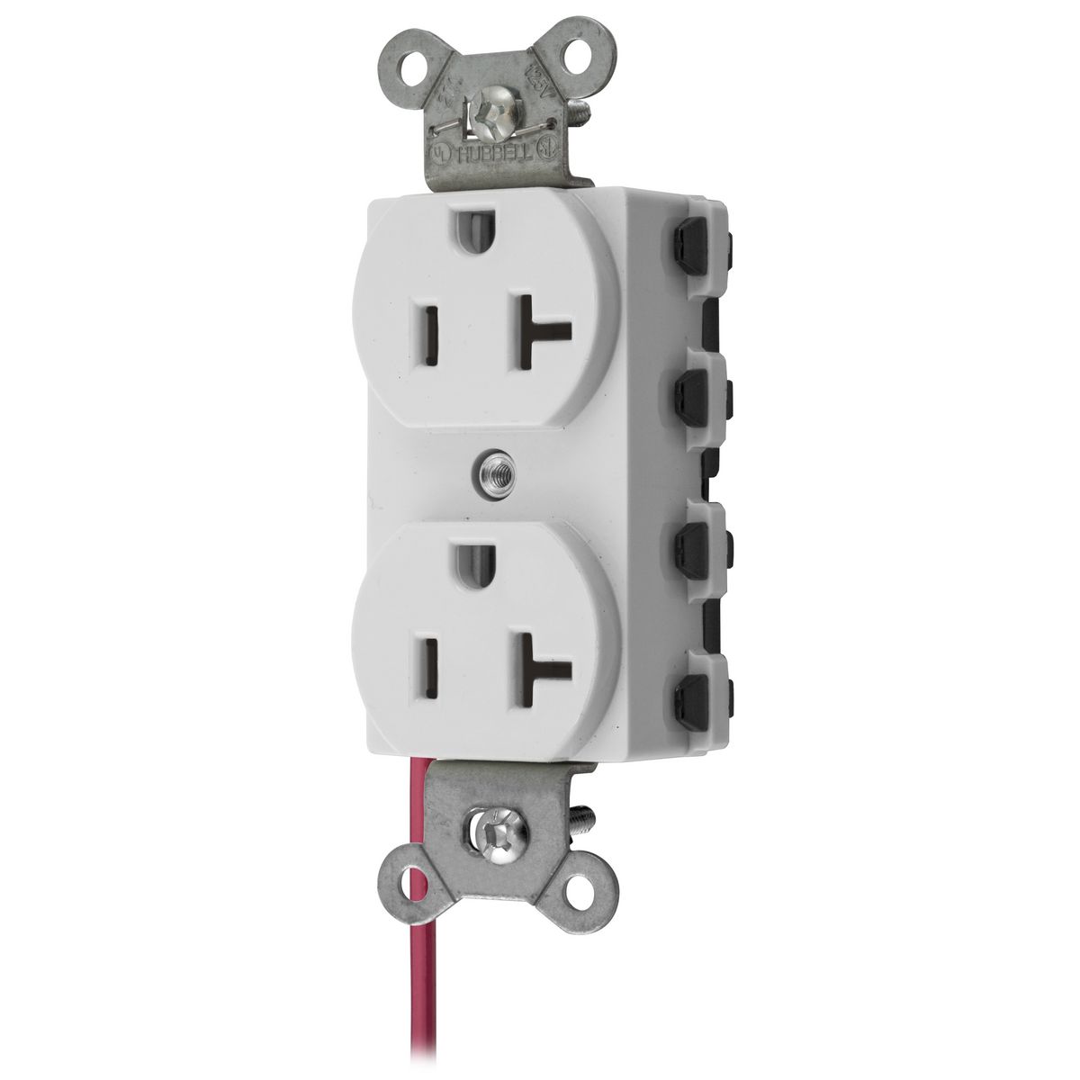 Hubbell Wiring Device Kellems, Straight Blade Devices, Receptacles,Duplex, SNAPConnect 2, Split Circuit, 20A 125V, 2-Pole 3-Wire Grounding,5-20R, White