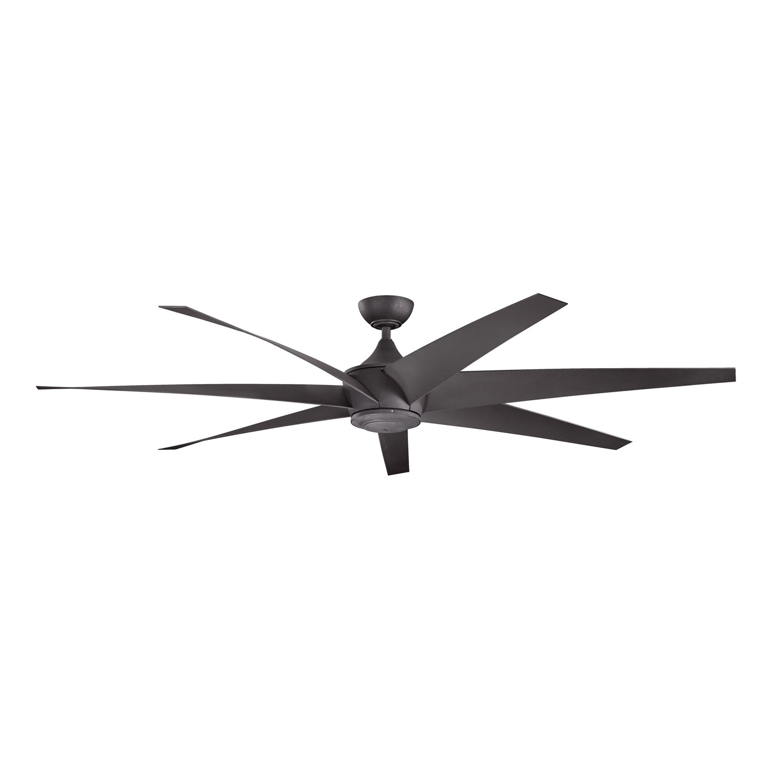 This modern 80in. Lehr ceiling fan brings you air with flair. The 7 long blades gently curve into the cylindrical housing creating the perfect contemporary touch for your home. This Distressed Black  fan is perfect for larger rooms and spaces.