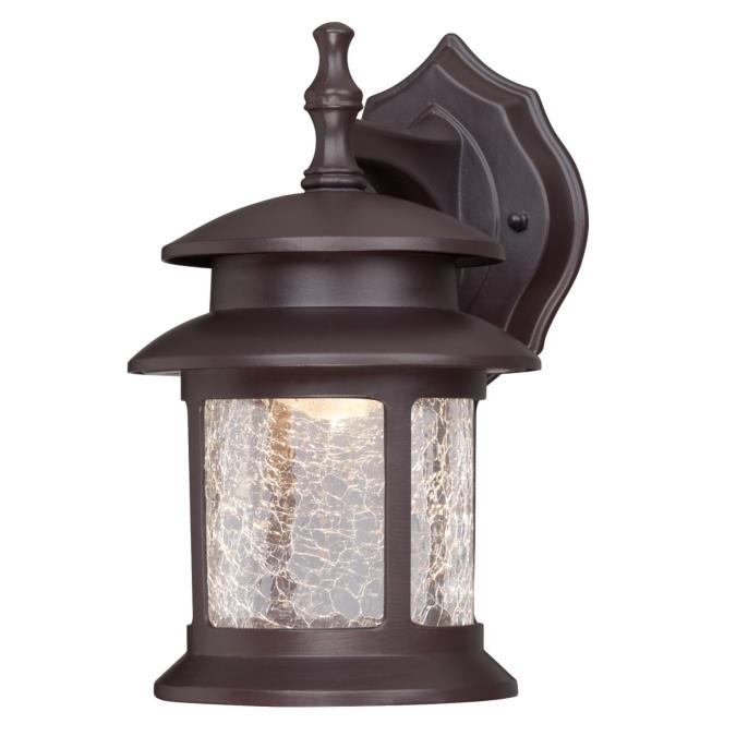 1 Light LED Wall Fixture Oil Rubbed Bronze Finish with Clear Crackle Glass