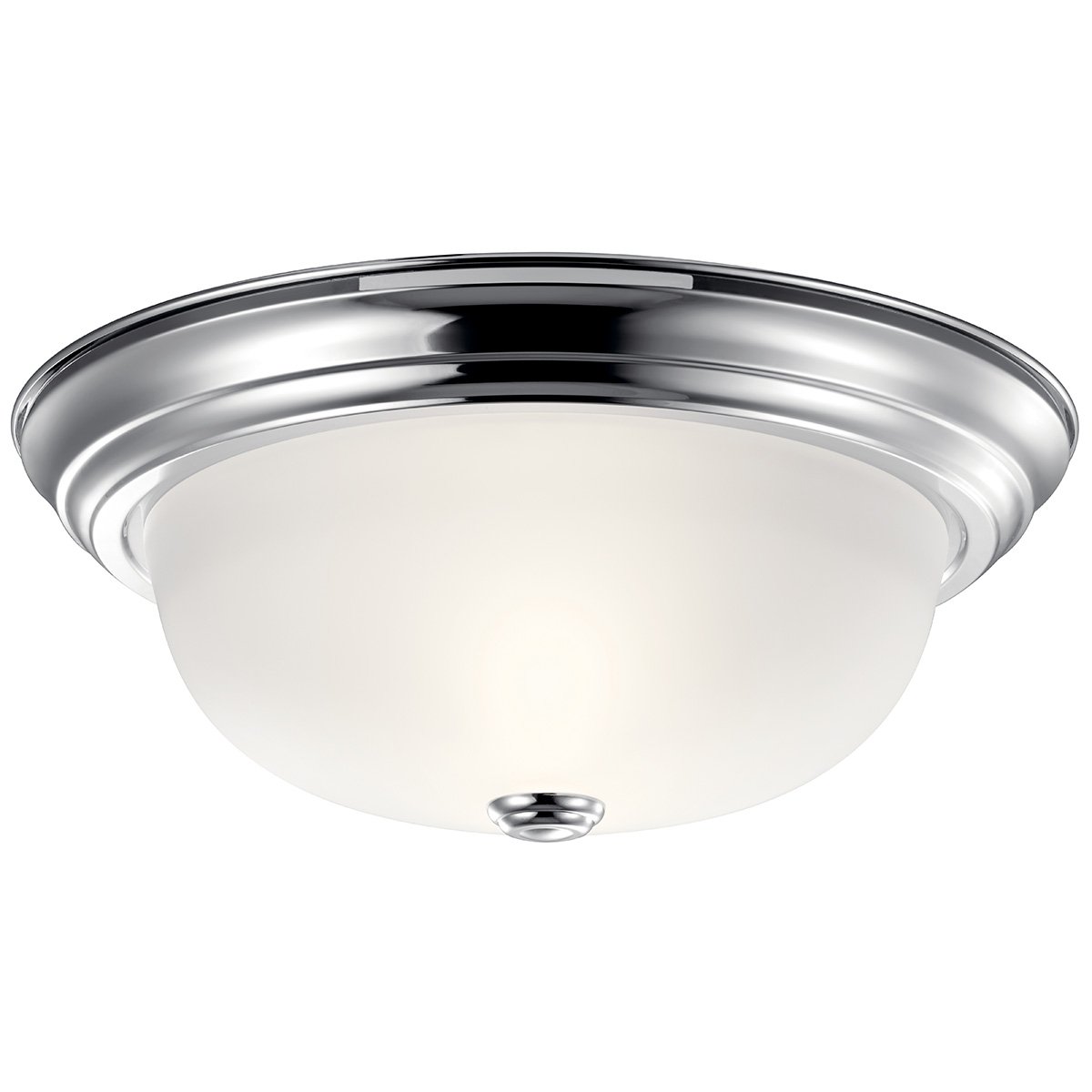 The current and pleasing lines of this 2 light flush mount ceiling fixture done in Brushed Nickel finish with Satin-Etched Glass will blend into many decors.