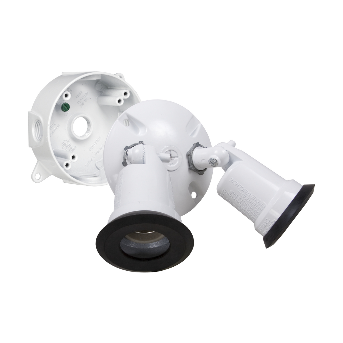 Double Lampholder Weatherproof Kit with Outlet Box - White
