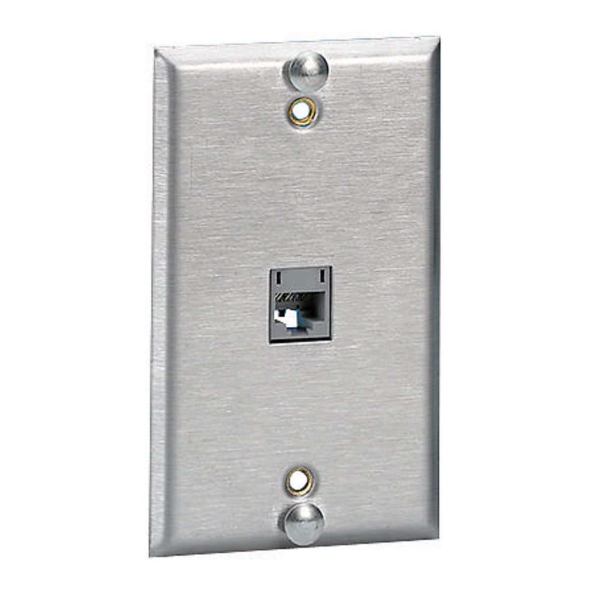 Hubbell Premise Wiring Products, Copper Products, Wallphone Plate, USOC,1-Gang, 1-Port, Flush, Stainless Steel