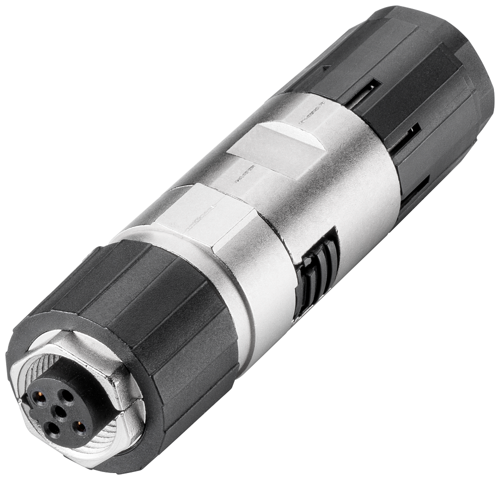 PB FC M12 CABLE CONNECTOR PRO. M12 PLUG-IN CONNECTOR. W. ROBUST METAL HOUSING A. FC CONNECT. SYSTEM. WITH AXIAL CABLE OUTLET. FOR USE WITH ET200PRO. SOCKET INSERT. (B-CODED) PACKAGING UNIT 1 PCS