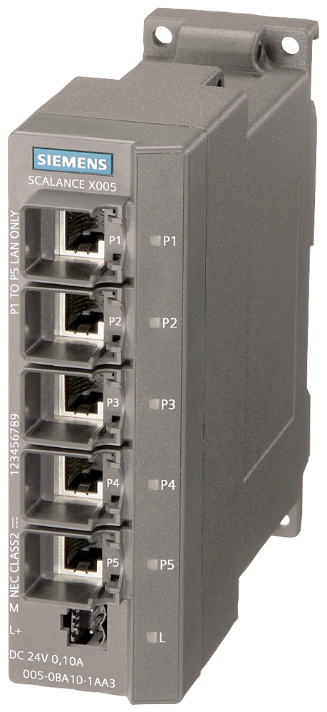 SCALANCE X005. IE ENTRY LEVEL SWITCH UNMANAGED LED-DIAGNOSTICS. IP30. LED-DIAGNOSTICS. IP30. 24 V DC POWER SUPPLY. PROFINET COMPLIANT SLEEVE. MANUAL AVAILABLE AS DOWNLOAD
