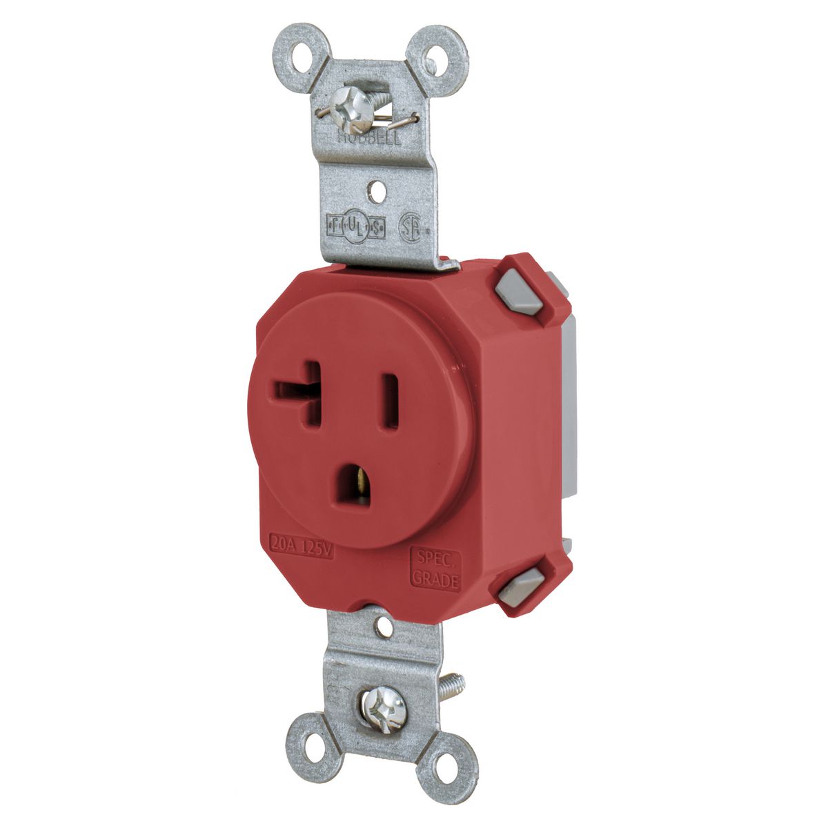 Straight Blade Devices, Receptacles, Simplex, SNAPConnect, Hospital Grade, 15A 125V, 2-Pole 3-Wire Grounding, 5-15R,  Red