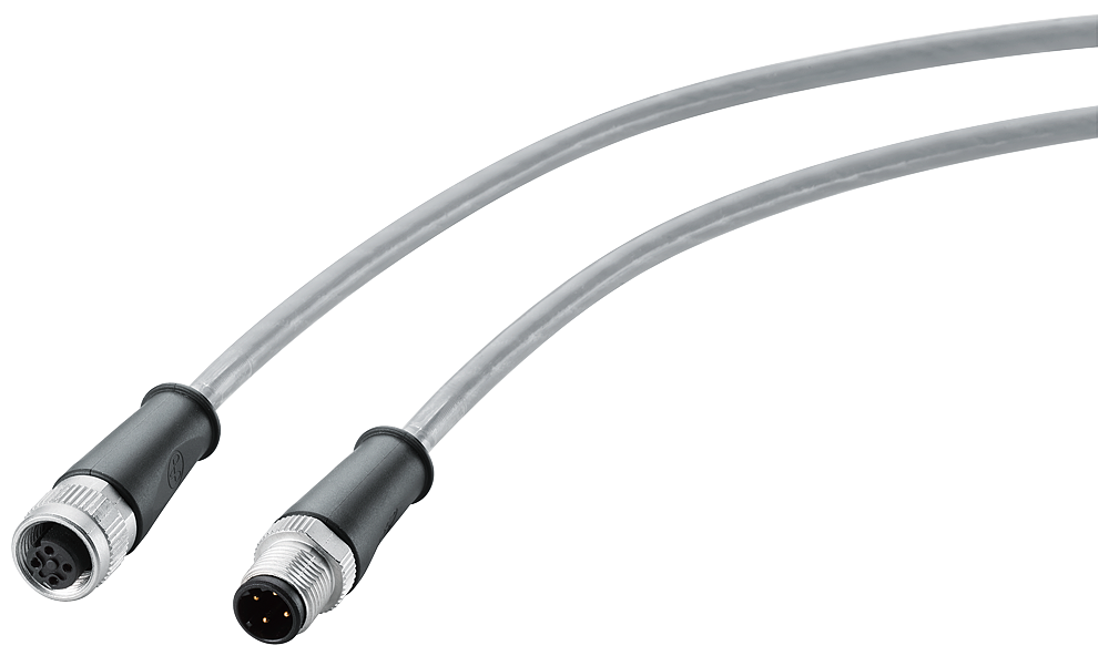 ROBUST POWER CONNECTING CABLE M12-180/M12-180. IP69. TO POWER SUPPLY OF ET200. PREASSEMBLED CABLES WITH M12 CONNECTORS A. M12 FEMALE CONNETOR. A-CODED. 4-POLE.3.0 M