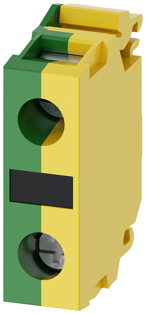 Support terminal. green/yellow. screw terminals. for front plate mounting