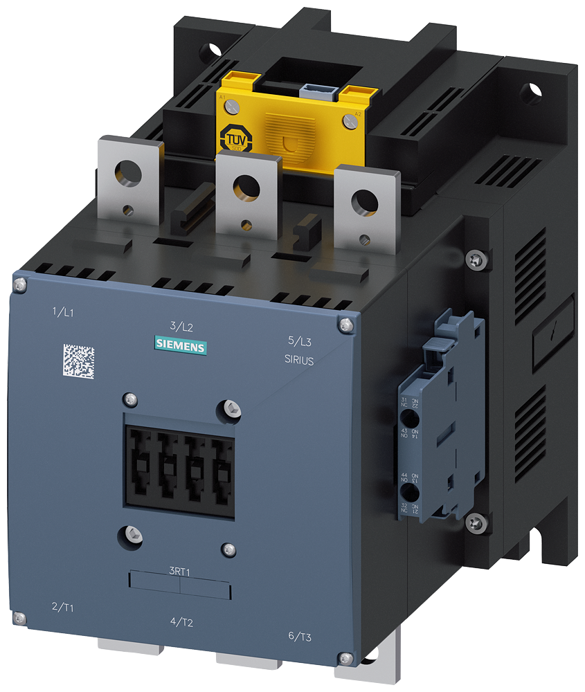 Contactor AC3 200 kW / 400 V 3-pole Size S12 Coil AC 50/60Hz and DC 96...127 V x (0.8...1.1) auxiliary contacts 2 NO + 2 NC Main busbar connections coil and auxilliary screw