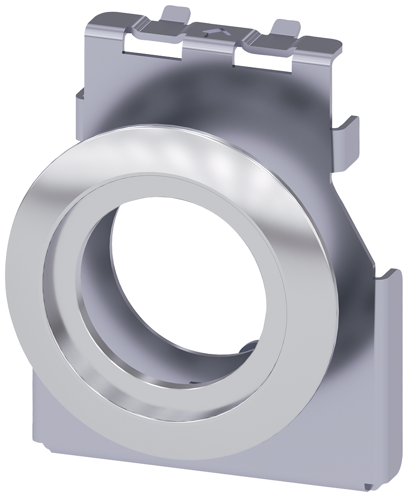 Adapter for the installation of actuators and indicators. 22 mm. in a mounting hole 30.5 mm. metal. shiny. with gasket