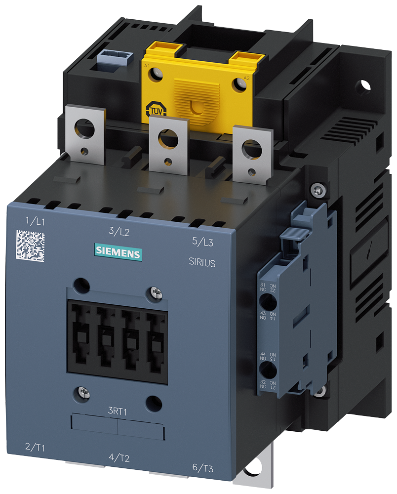 Contactor AC3 75kW / 400 V 3-pole Size S6 Coil AC 50/60Hz and DC 96...127 V x (0.8...1.1) auxiliary contacts 2 NO + 2 NC Main busbar connections coil and auxilliary screw circuit screw terminal