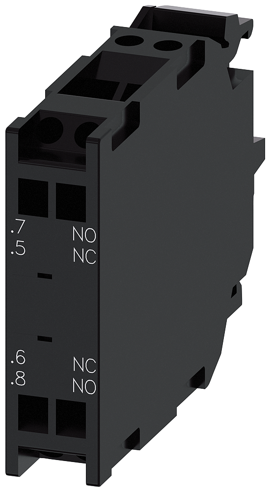 Contact module with 2 contact elements. 1 NO leading + 1 NC lagging. spring-type terminal. for front plate mounting