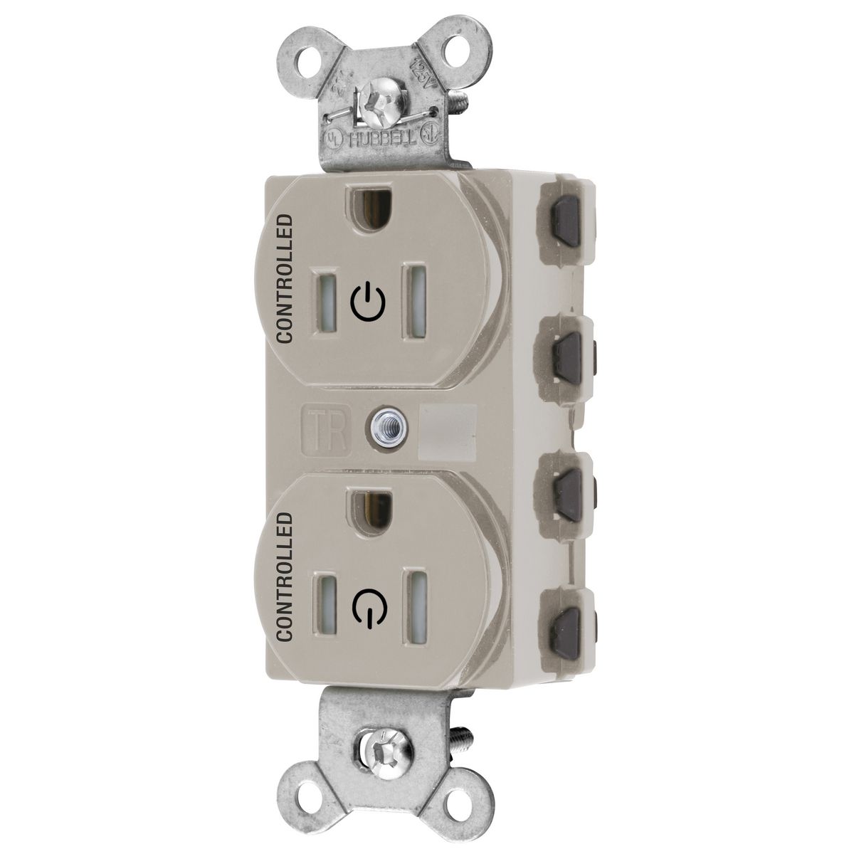 Straight Blade Devices, Receptacles, Duplex, SNAPConnect, Tamper Resistance, Controlled, 15A 125V, 2-Pole 3-Wire Grounding, Nylon, Light Almond