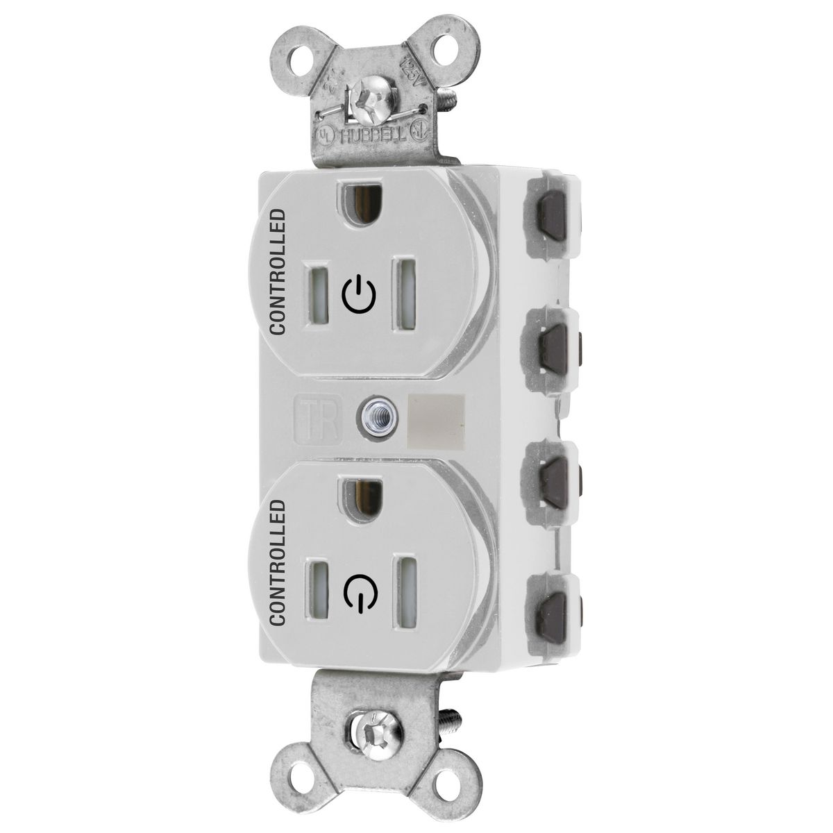Straight Blade Devices, Receptacles, Duplex, SNAPConnect, Tamper Resistance, Controlled, 15A 125V, 2-Pole 3-Wire Grounding, Nylon, White