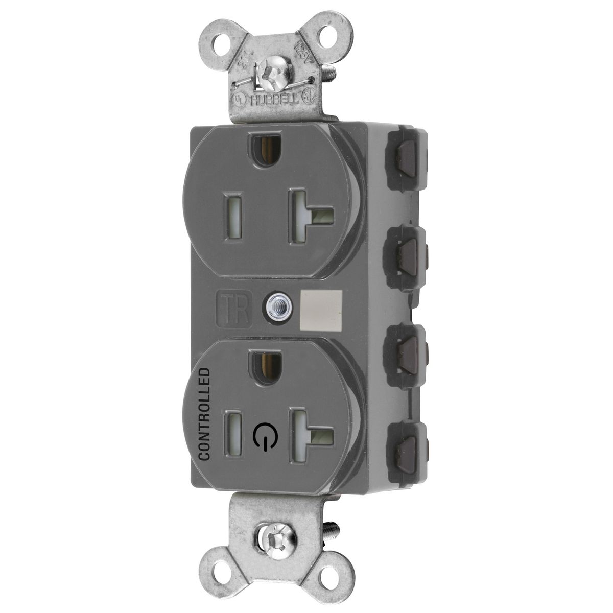 Straight Blade Devices, Receptacles, Duplex, SNAPConnect, Tamper Resistant, 20A 125V, 2-Pole 3-Wire Grounding, 5-20R, Nylon, Gray