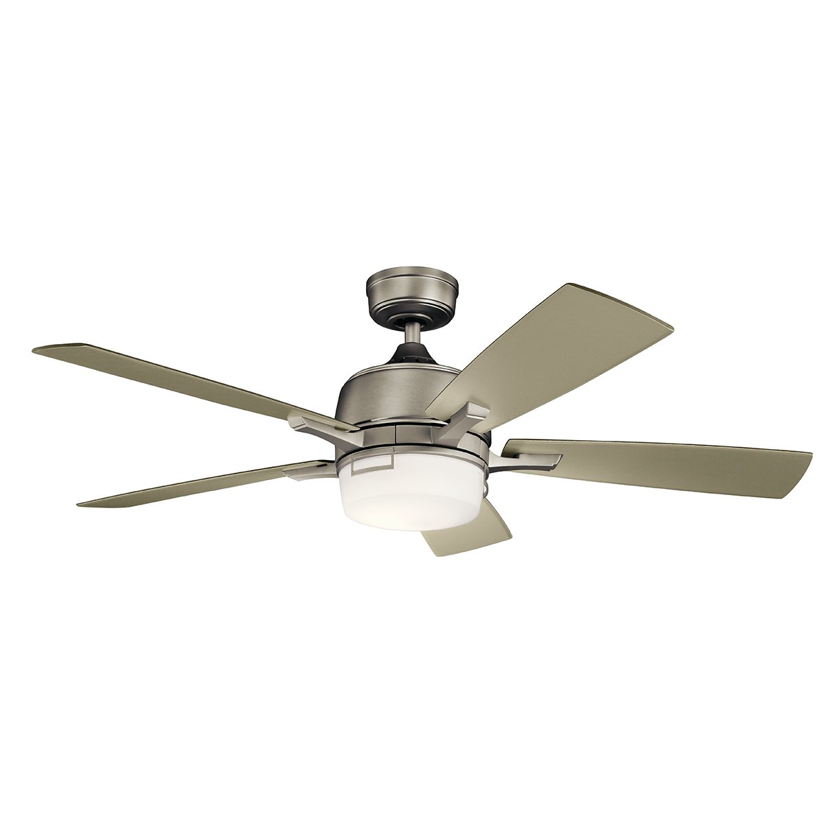 Constructed from steel, this 5 blade 52 inch Leeds(TM) LED ceiling fan pairs traditional form with updated detailing to create a unique composition. Showcased with a Brushed Nickel finish this design will deliver an elegant touch to any space.