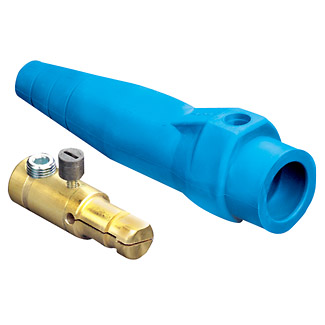 18 Series Single Pole Cam Type Male Detachable Plug Ball Nose, Thermo-Plastic Screw, Single Set Screw, Blue. 600 Volts, Rated Up To 300 Amperes Continuous Cable Range - #2 To 2/0.