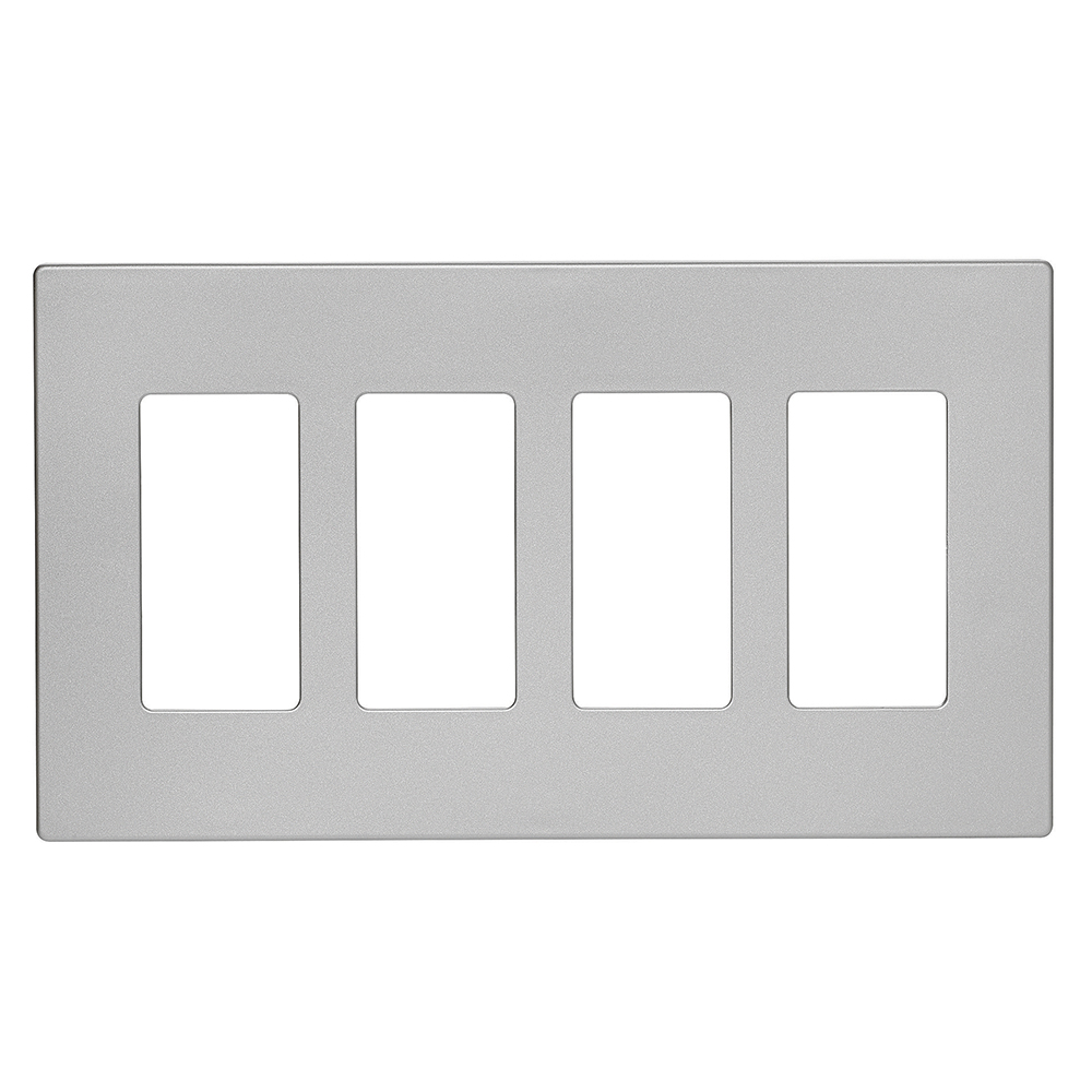 Eaton Screwless wallplate, Screwless, Silver granite, Decorator Cutout, Polycarbonate, Four- gang, Mid-size
