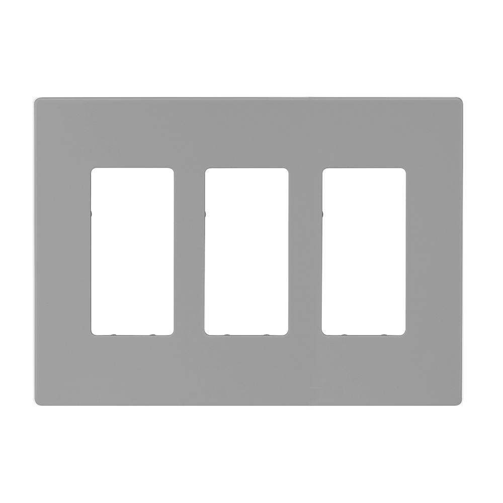 Eaton Screwless wallplate, Screwless, Gray, Decorator Cutout, Polycarbonate, Three- gang, Mid-size