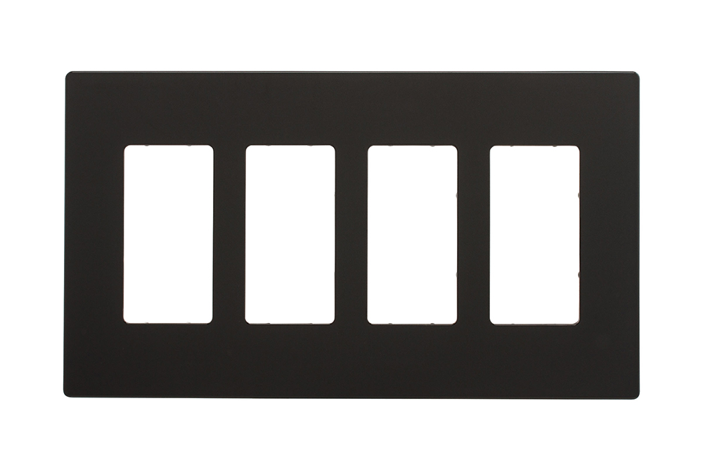 Eaton Screwless wallplate, Screwless, Oil rubbed bronze, Decorator Cutout, Polycarbonate, Four- gang, Mid-size