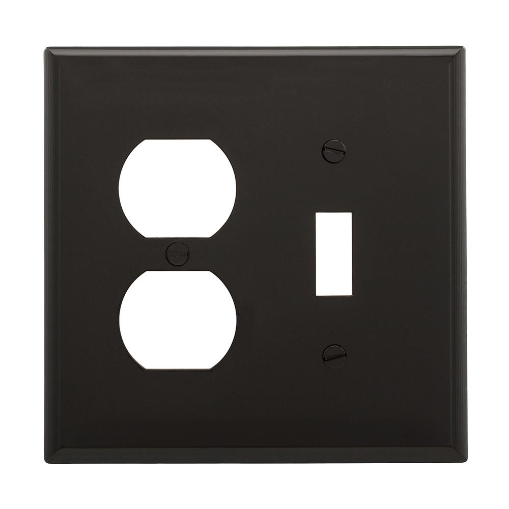 Eaton combination wallplate, Wallplate 2G Toggle/Duplex Poly Mid BK
