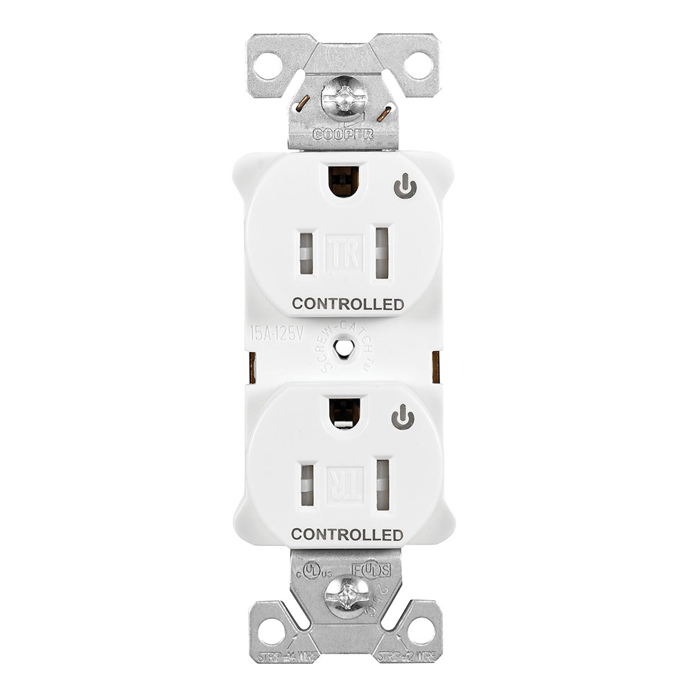 Eaton Arrow Hart heavy duty industrial specification grade duplex receptacle, Tamper resistant,auto-grounding, Dual control, #14-10 AWG, 15A, Flush, 125V, Ivory, Brass, Impact-resistant thermoplastic face,PVC body, 5-15R, 2-pole, 3-wire, ,