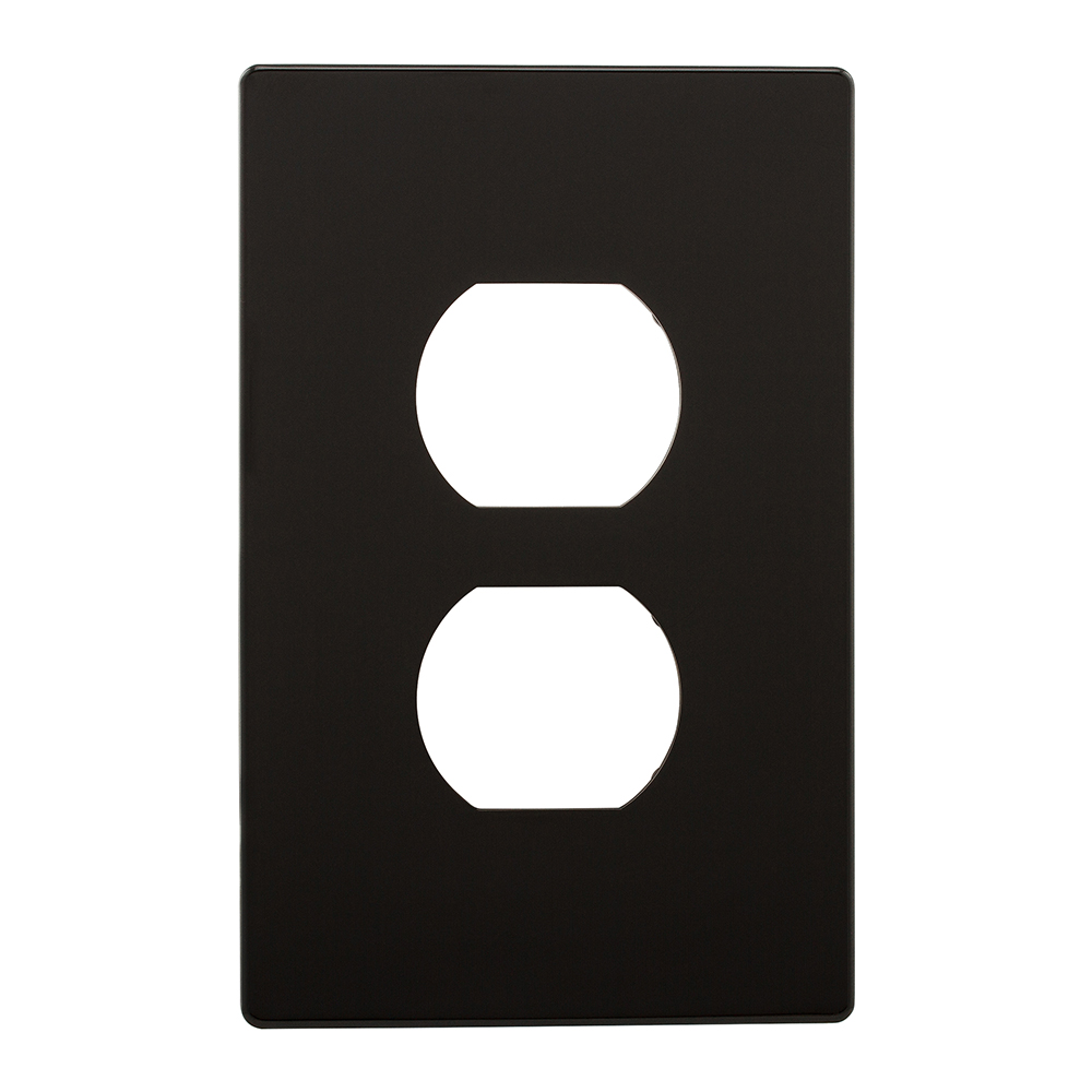 W.P. 1G DUP. RECEPTACLE SCREWLESS BLACK 4702631