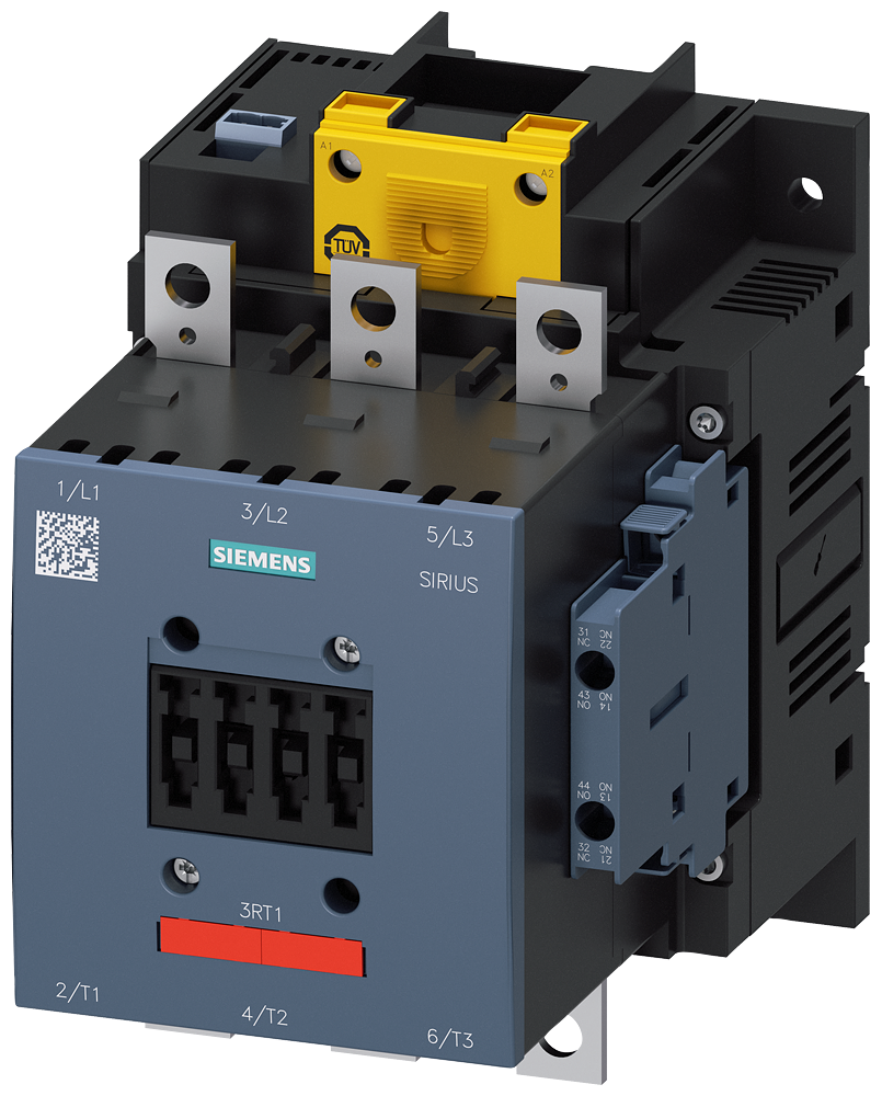 Power contactor. AC-3 150 A. 75 kW / 400 V Coil AC 50/60 Hz and DC 200-277 V x (0.8-1.1) F-PLC input 24 V DC 3-pole size S6 Auxiliary contacts 2 NO + 2 NC cannot be dissolved (SUVA) Main circuit Busbar Control and auxiliary circuit screw terminal