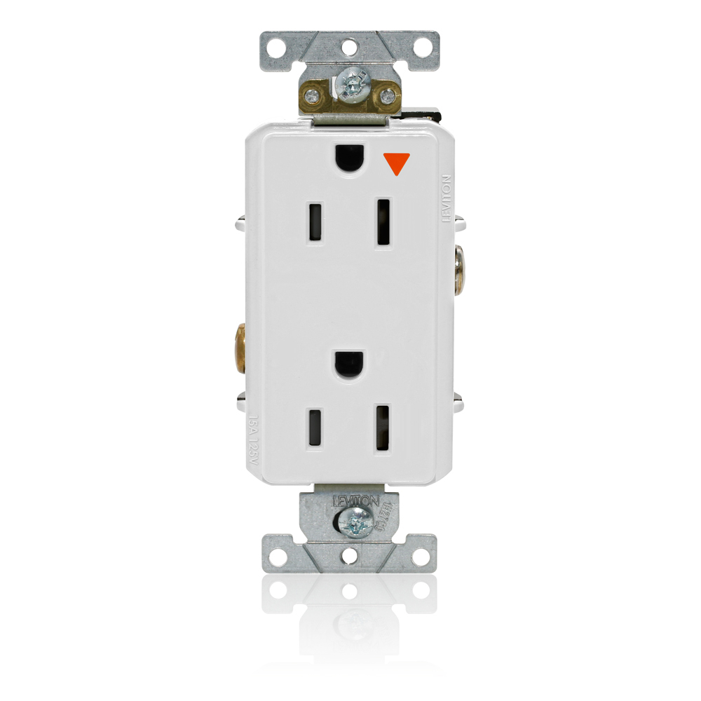 Decora Plus Isolated Ground Duplex Receptacle Outlet, Heavy-Duty Industrial Specification Grade, Smooth Face, 15 Amp, 125 Volt, Back or Side Wire, NEMA 5-15R, 2-Pole, 3-Wire, Self-Grounding - White