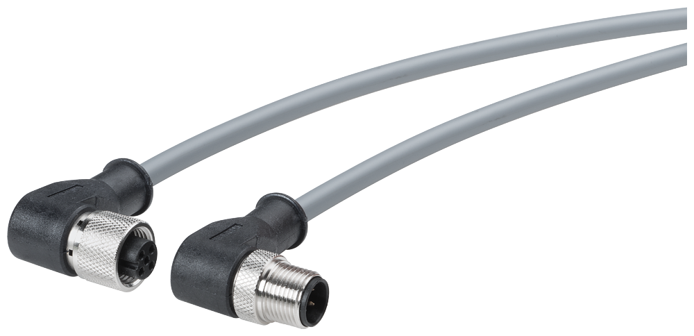 Power connecting cable M12-90/M12-90 for power supply of the ET200. pre-assembled cable with M12 connector and M12 socket. A-coded. 4 pin 2 m