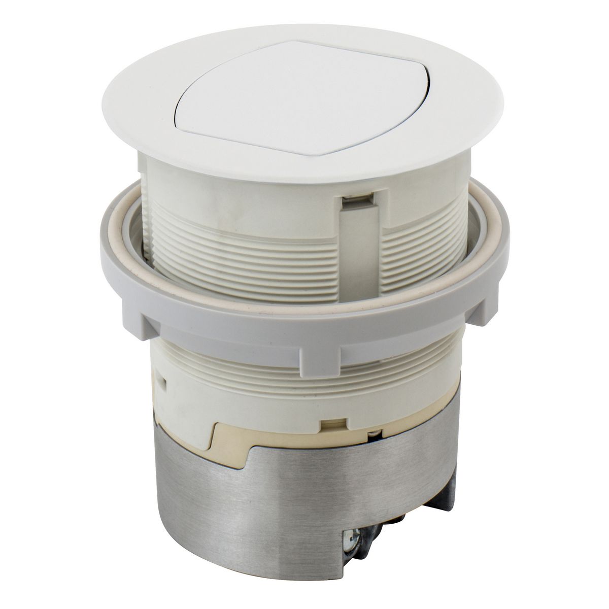 Hubbell Wiring Device Kellems, Furniture Connectivity Box, KitchenCounter Top Pop-Up, Flush Mount, White