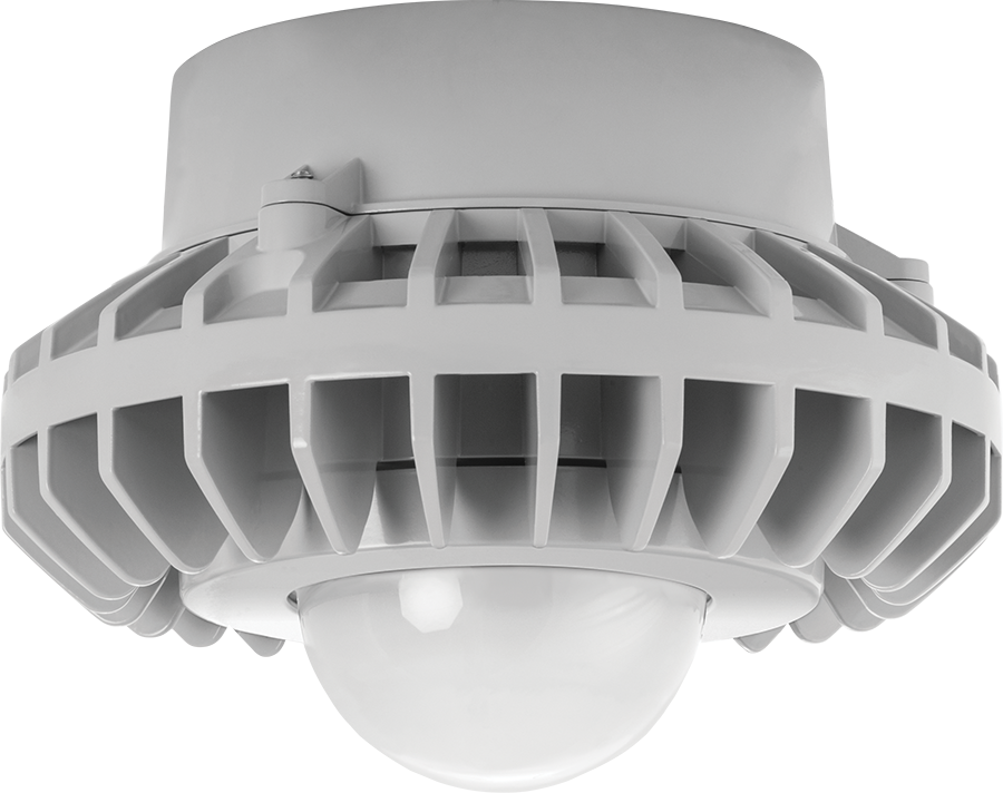 Hazardous, . LED 26W, 5000k, LED Pendant with, Red, Frosted Globe Gray